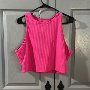 Pink set crop top and skirt with high slit